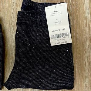 NWT Carter’s 6-9 month pull on knit sparkle denim